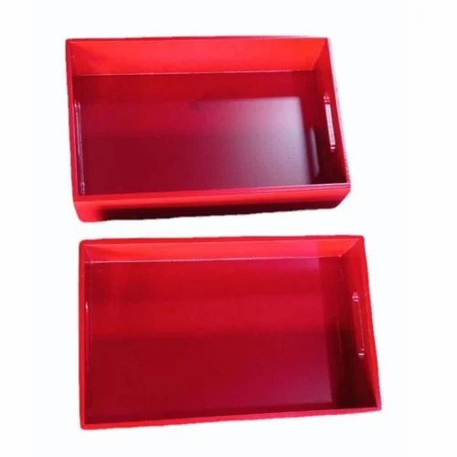 Wooden red serving tray